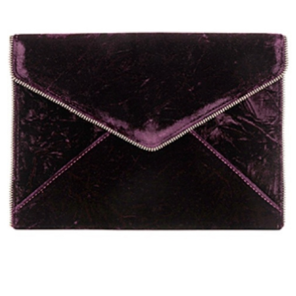 REBECCA MINCOFF PURPLE CRUSHED VELVET CLUTCH